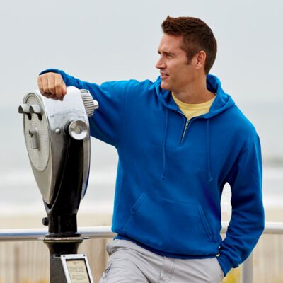 Adult NuBlend® 1/4-Zip Hooded Sweatshirt Thumbnail